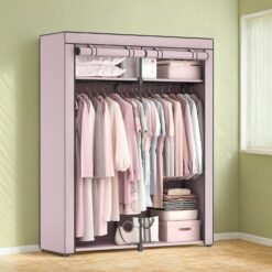 Wardrobe, Portable Wardrobe for Bedroom, Clothes Rail with Non-Woven Fabric Cover