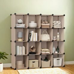 16-Cube Storage Organizer, Plastic Storage Shelf for Closet, Bedroom Living Room
