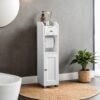 Toilet Paper Holder with Storage Cabinet, Small Bathroom Storage Unit, Bathroom Organiser with Adjustable Shelf