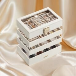 4-Tier Stackable Jewellery Trays, Jewellery Box, Drawer Jewellery Organiser