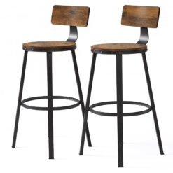 Bar Stools Set of 2, Bar Height Barstools with Back, Counter Stools Bar Chairs with Backrest