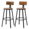 Set of 4 Bar Stools with Back, Bar Chairs, 73.5 cm Tall Kitchen Breakfast Stools