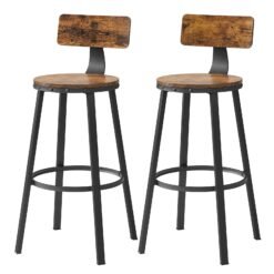 Set of 4 Bar Stools with Back, Bar Chairs, 73.5 cm Tall Kitchen Breakfast Stools