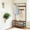 Hall Tree with Shoe Storage Bench for Entryway, Coat Rack, with 9 Hooks