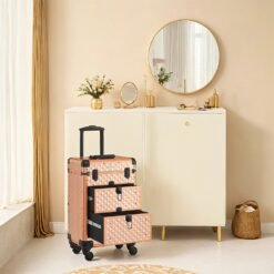 Makeup Trolley, Makeup Case on Wheels, Beauty Trolley with 2 Drawers