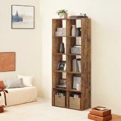 10-Cube Shelving Unit, Living Room Bookcase, Brown