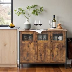 Sideboard, Buffet Table, Storage Cabinet with Glass Doors