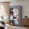 Portable Closet Organizer with 6 Shelves And Hanging Rail, Non-Woven Fabric Storage Cabinet With Metal Frame, Grey