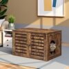 Cat Litter Box Cabinet Furniture with Removable Divider, Cat House End Table, Brown