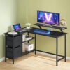 L-Shaped Gaming Desk Desk with Monitor Stand, Drawers, Adjustable Shelf