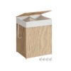 Laundry Basket with 2 Compartments 100 L Natural Beige and Matte White