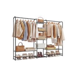 Clothes Hanger Open Wardrobe with Storage Shelves Matt Black