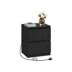 KAILYN Collection - Nightstand with Charging Station Ebony Black