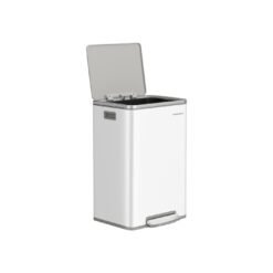 Kitchen Bin 50 L with 15 Bin Bags Stainless Steel Cloud White