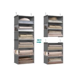 Hanging Wardrobe Organiser 6-Tier Separable Foldable Dove Grey