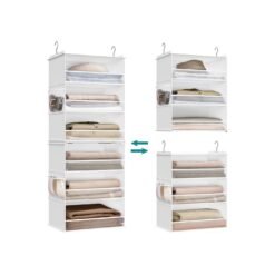Hanging Wardrobe Organiser 6-Tier Separable Foldable Cloud White