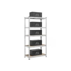 Heavy duty metal storage shelf with adjustable shelves Silver