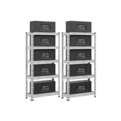 Heavy duty metal storage shelf with adjustable shelves Silver