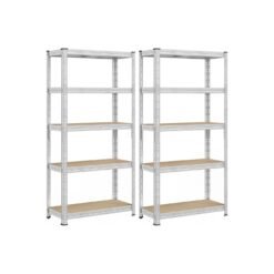 Heavy duty metal storage shelf with adjustable shelves Silver