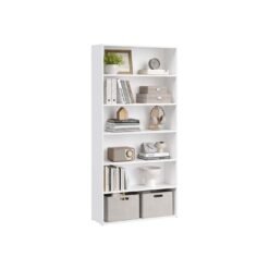 5-Tier Wooden Bookcase Shelf 24 x 80 x 160.7 cm, Cloud White