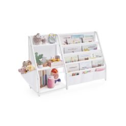 Kids bookshelf and toy organiser with side pocket
