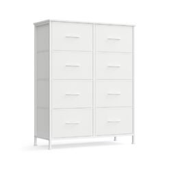Chest of Drawers 8 Fabric Drawers Storage Unit Cloud White and Snow White