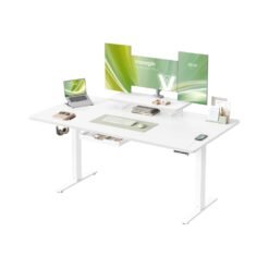 Electric standing desk with adjustable height and built in drawer