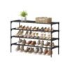 4-tier shoe rack with fabric shelves and metal frame