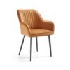 Dining Chair Velvet Armchair Caramel Brown and Ink Black