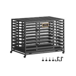 Heavy-Duty Dog Crate Cage for Large Dogs 107 x 70 x 82.5 cm Ink Black