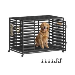Heavy-Duty Dog Crate Cage for Large Dogs 122 x 75 x 88 cm Ink Black