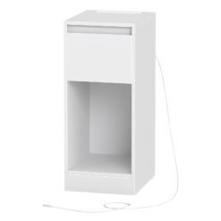 Nightstand with Power Outlets, Bedside Table with LED Light, Space Saving
