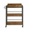 3-Tier Kitchen Trolley with Wheels, Removable Serving Tray, Storage Cart with Brakes