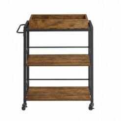 3-Tier Kitchen Trolley with Wheels, Removable Serving Tray, Storage Cart with Brakes