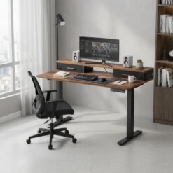 Electric Standing Desk with Power Outlet, 120 x 60 x (72-120) cm, Adjustable Height