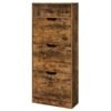 Flip Door Narrow Shoe Cabinet for 14-18 Pairs Shoes, Brown
