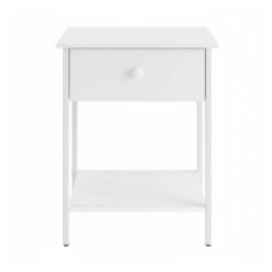 Bedside Table with Drawer and Shelf, Modern End Table, Steel Frame