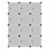 12 Cube Storage Unit, Modular Plastic Storage Shelf with Doors for Living Room, Black