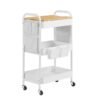 Utility Cart with Tabletop, 3-Tier Rolling Organizer, Removable Hanging Cups