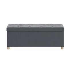 Foldable Storage Ottoman, 112 L Velvet Footrest Bench with Lid, Storage Seat for Living Room