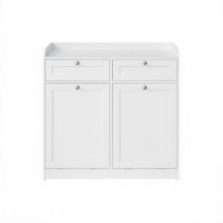 Laundry Hamper Cabinet, 2 Removable Baskets with Handles, Bathroom Storage Drawers