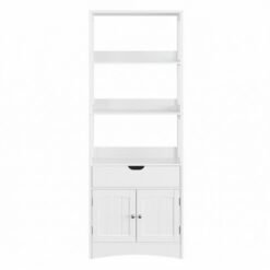 Tall Freestanding Bookshelf, Storage Cabinet with 3 Shelves, 1 Drawer