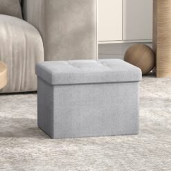 Storage Ottoman, 41 cm Foldable Foot Rest Stool, Cube Ottoman with Storage