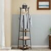 Coat Rack, Coat Stand with 4 Shelves, Hall Tree Free Standing with Hooks