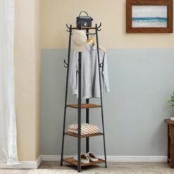 Coat Rack, Coat Stand with 4 Shelves, Hall Tree Free Standing with Hooks