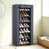 7-Tier Fabric Shoe Rack Storage Cabinet, 28 x 46 x 126 cm, with Protective Cover