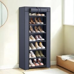 7-Tier Fabric Shoe Rack Storage Cabinet, 28 x 46 x 126 cm, with Protective Cover