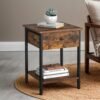 Nightstand, End Side Table with Drawer and Shelf, Bedroom