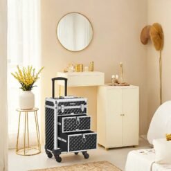 Makeup Trolley, Makeup Case on Wheels, Beauty Trolley with 2 Drawers