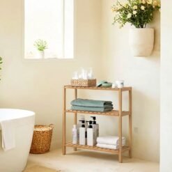 Bamboo Storage Shelf, 3-Tier Shelving Unit, Multifunctional